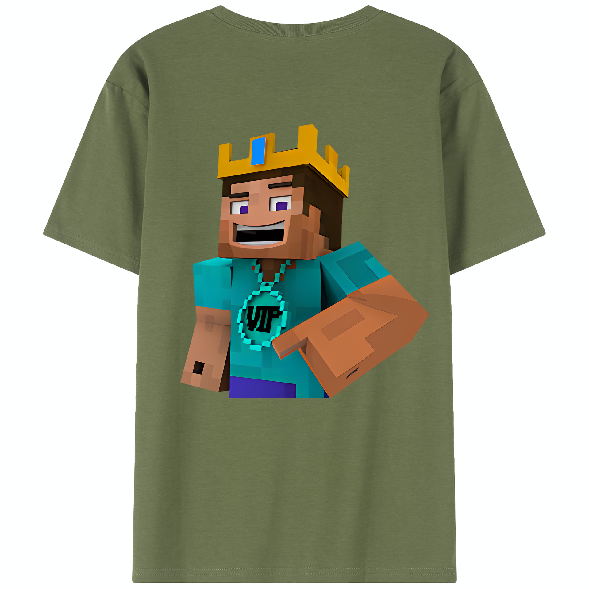 （画像用） マインクラフト ブロックの世界 Minecraft MC Block world 綿100％半袖Tシャツ（背面プリント）